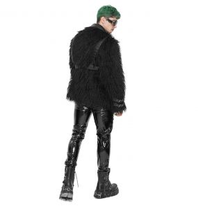 Black Vegan Leather and Fur 'Ildebad' Jacket