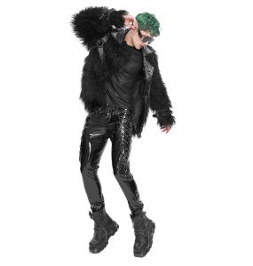 Black Vegan Leather and Fur 'Ildebad' Jacket