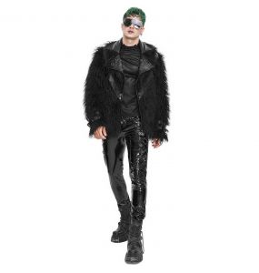 Black Vegan Leather and Fur 'Ildebad' Jacket