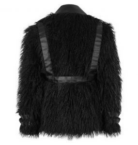 Black Vegan Leather and Fur 'Ildebad' Jacket