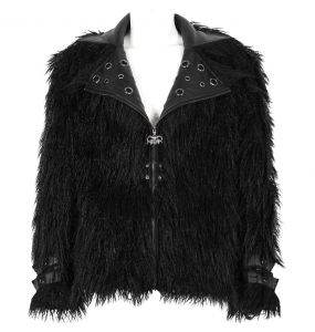 Black Vegan Leather and Fur 'Ildebad' Jacket