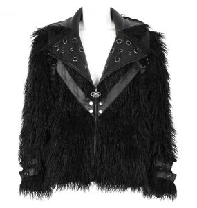 Black Vegan Leather and Fur 'Ildebad' Jacket