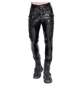 Black Patent Faux Leather 'Ildebad' Pants