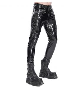 Black Patent Faux Leather 'Ildebad' Pants