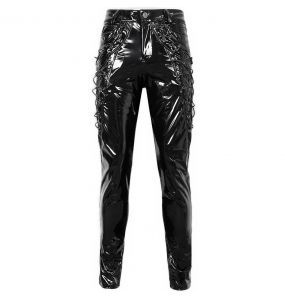 Black Patent Faux Leather 'Ildebad' Pants