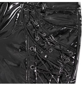 Black Patent Faux Leather 'Ildebad' Pants