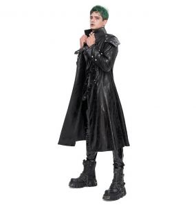 Black Vegan Leather 'Ildebad' Coat