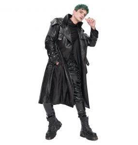 Black Vegan Leather 'Ildebad' Coat