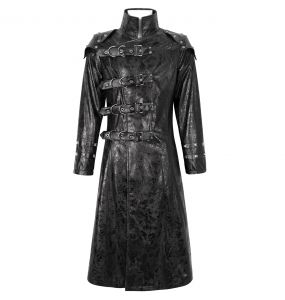 Black Vegan Leather 'Ildebad' Coat