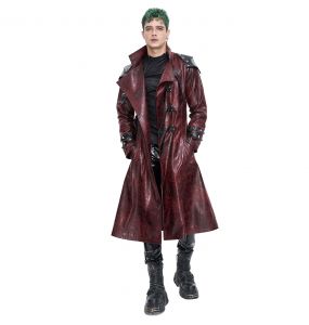 Manteau 'Ildebad' en Simili Cuir Rouge