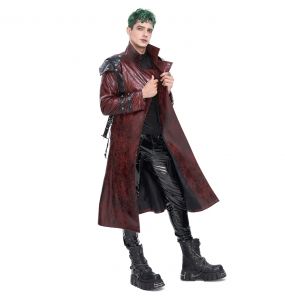 Red Vegan Leather 'Ildebad' Coat