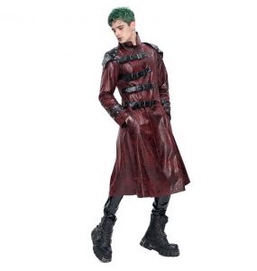 Red Vegan Leather 'Ildebad' Coat