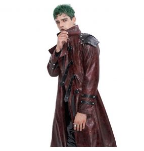 Red Vegan Leather 'Ildebad' Coat