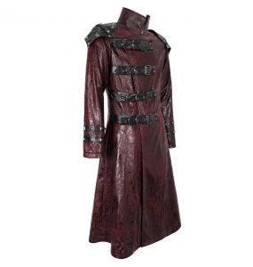 Manteau 'Ildebad' en Simili Cuir Rouge