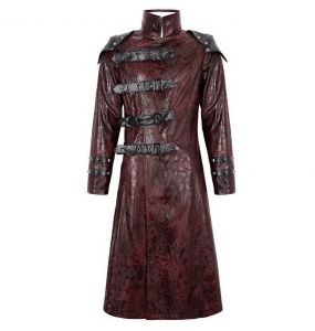 Red Vegan Leather 'Ildebad' Coat