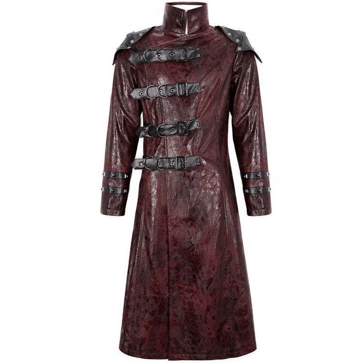 Red Vegan Leather 'Ildebad' Coat