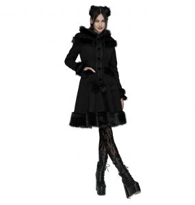 Manteau Gothic Lolita à Capuche 'Dolly' Noir