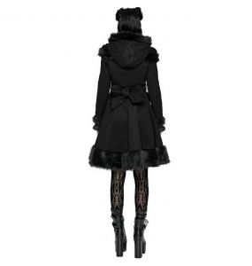 Manteau Gothic Lolita à Capuche 'Dolly' Noir