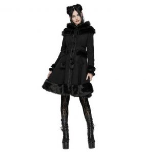 Manteau Gothic Lolita à Capuche 'Dolly' Noir