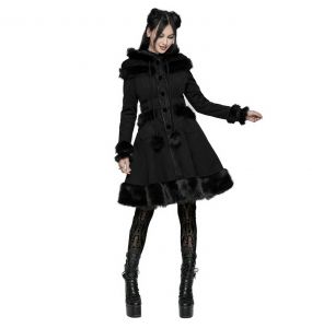 Manteau Gothic Lolita à Capuche 'Dolly' Noir