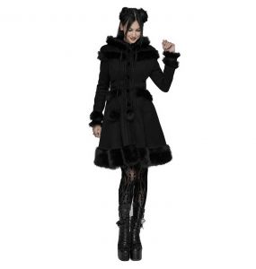 Manteau Gothic Lolita à Capuche 'Dolly' Noir