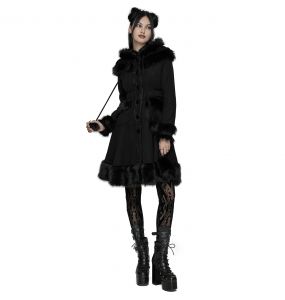 Manteau Gothic Lolita à Capuche 'Dolly' Noir