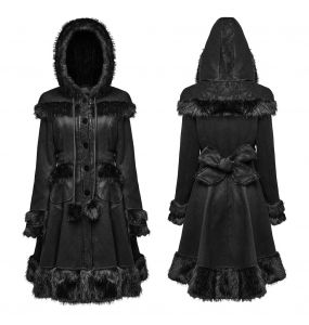 Manteau Gothic Lolita à Capuche 'Dolly' Noir