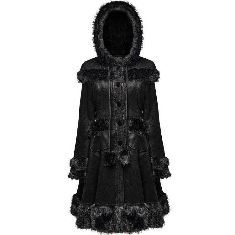 Black Gothic Lolita Dolly Hooded Coat by Pyon Pyon The Dark Store