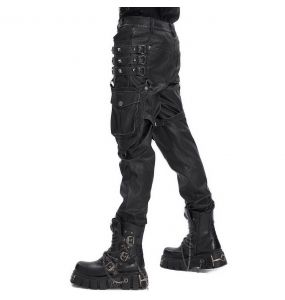 Black Faux Leather 'Odoin' Pants