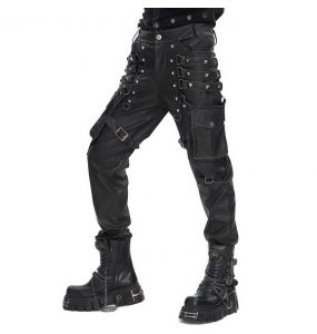 Black Faux Leather 'Odoin' Pants