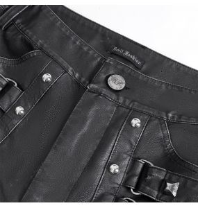 Black Faux Leather 'Odoin' Pants