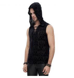 Black 'Hunter' Sleeveless and Hooded T-Shirt