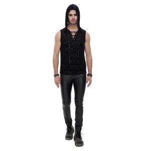 Black 'Hunter' Sleeveless and Hooded T-Shirt