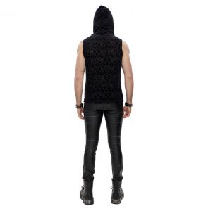 Black 'Hunter' Sleeveless and Hooded T-Shirt