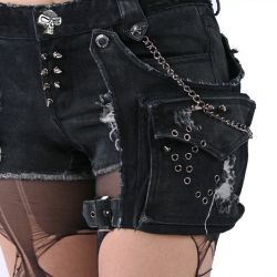 Black 'Mad Girl' Denim Hot Pants