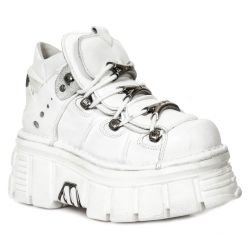 White Napa Leather New Rock Metallic Shoes