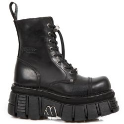 Black New Rock Newmili Platform Ankle Boots