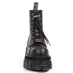 Bottines Plateformes New Rock Newmili en Cuir Noir