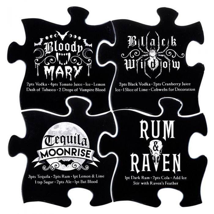 Ceramic Gothic Cocktail  Jigsaw Coasters