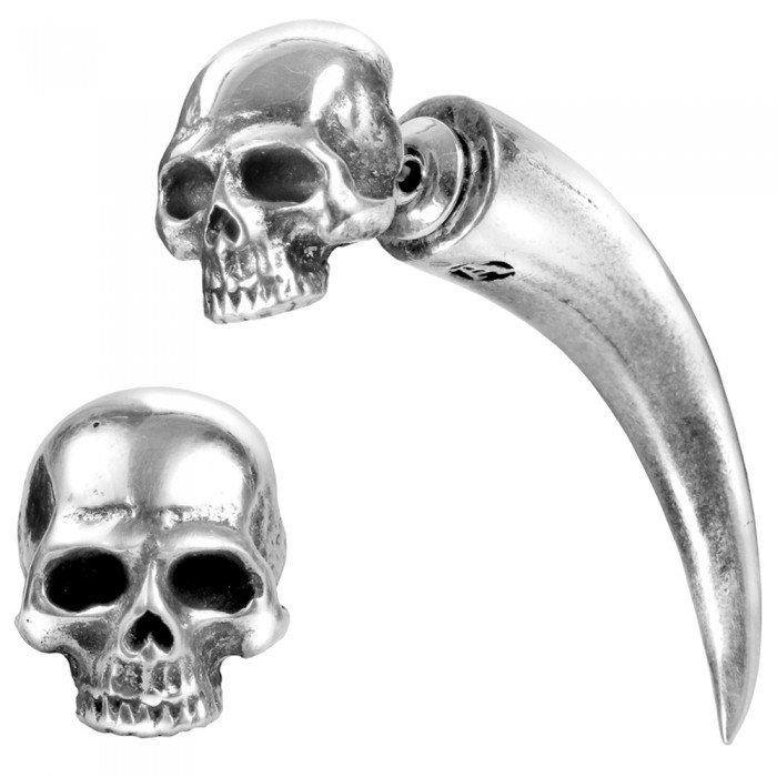 Tomb Skull Horn Stud Earring