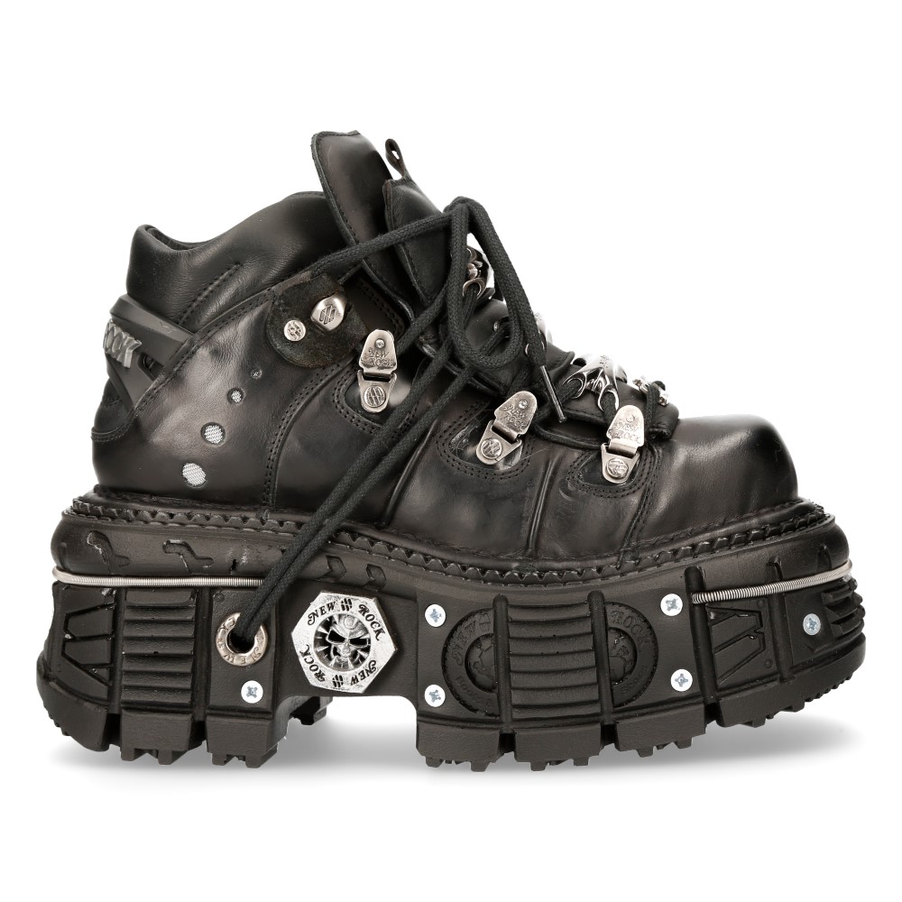 interval Aanpassen Bot Black Leather New Rock Tank Shoes M.TANK006C-S1 • the dark store™