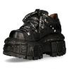 Chaussures Plateformes New Rock Tank en Cuir Itali Noir